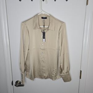 T Tahari Women's Champagne Satin Blouse